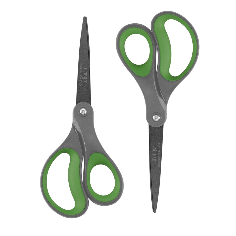 Livingo Heavy Duty Scissors - Sharp Office Scissors Set For Sewing, Fabric Cutting, And Crafting - Titanium Coated Blades With Comfort Grip Handles - 5051303146587