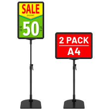 VAIIGO Sign Holder Stand A4, Adjustable Poster Stand for Table Top & Floor, Metal Signage Display Stands, Floor Standing Sign Holder for