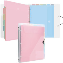 Uquelic A4 Ring Binder Organiser with 12 Pcs Punched Pockets - Upgraded Folders for Paperwork, Popper Wallets Folder Organiser for Home Office