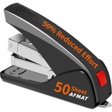AFMAT Effortless Desktop Stapler, 50 Sheet Capacity, One Finger Touch Stapling, Portable Handheld Ergonomic Heavy Duty Office Stapler for Paper