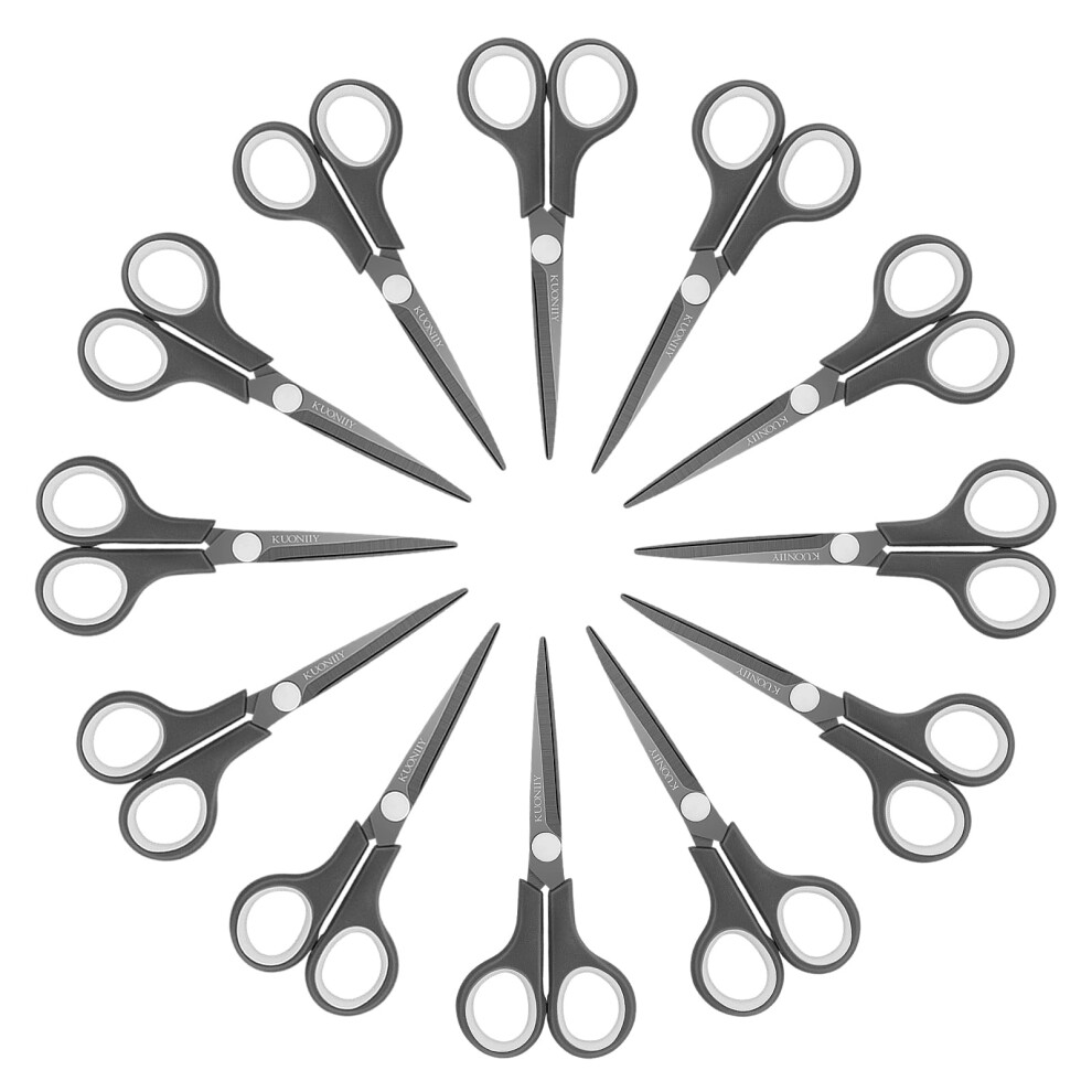 Kuoniiy Scissors Ultra Sharp Titanium Coating Blades Soft Comfort-Grip Handles Multi-Purpose Scissors, 6 Inch, 12 Pieces 5051303146068