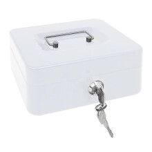 Best House | Metal Cash Money Box with Lock and Key | Cash Box with Slot | 6 Inch | WHITE | Pack of 1 | 6 Compartments, Lockable Portable with