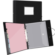 Uquelic A4 Ring Binder Organiser with 6 Punched Slash Pockets (Macaron Colour) and 1 Popper Wallet ? Folders for Paperwork A4, Folder Organiser for