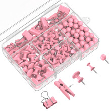 Uniclife 200 Pcs Thumb Tacks for Wall, Pink Push Pins for Bulletin Board & Cork Board, Decorative Push Pins, Cute Thumbtacks Hooks Set for Pictures,