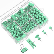 Uniclife 200 Pcs Thumb Tacks for Wall, Green Push Pins for Bulletin Board & Cork Board, Decorative Push Pins, Cute Thumbtacks Hooks Set for Pictures,