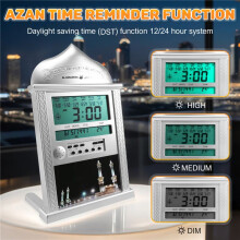 Azan MosquéE PrièRe Horloge MosquéE Islamique Azan Calendrier PrièRe Musulmane Horloge Murale Alarme Ramadan DéCor à la Maison Argent