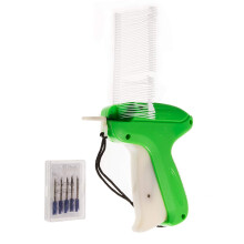 JZK 1 Green Clothes Tagging Gun and Safety Cover + 5 Backup tag Gun Needles + 1000 Pieces 50mm tag Gun barbs White Kimble barbs for Price Labels Tags