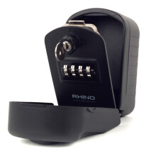 Rhino Lock Secure Pro - Combination Key Safe Wall Mounted - Lock Box/Key Box- Large Internal Storage for Keys with 4 Digit Lock, Emergency Key Access