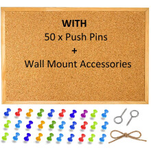 Cork Notice Pin Board Bulletin Vision Boards for Home Bedroom Offices Memo Message Pictures Planner Display Organiser Wood Frame Corkboard - Wall