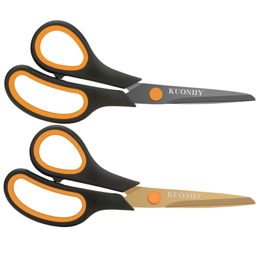Kuoniiy Scissors 8 Inch Soft Comfort-Grip Handles Sharp Titanium Coating Blades, Set Of 2 5051303146723
