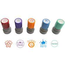 WAFJAMF Pack of 5 Sorted Teacher Stamp Teachers Self-Inking Rubber Stamps Teacher Review Photosensitive Stamps for Education