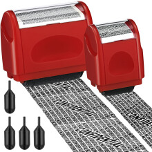 Nezyo 2 Pack Identity Protection Roller Stamp Identity Theft, Confidential, Privacy Roller Stamp Information Blocker and 4 Pack Refill Ink for ID