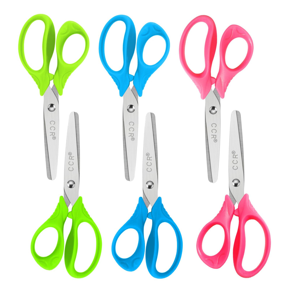 Ccr Kids Scissors,5"/13 Cm Comfort Grip Handles Children's Safety Scissors For Diy Cut Decoupage, Assorted Colors,Blunt Tip,6 Pack 5051303146785