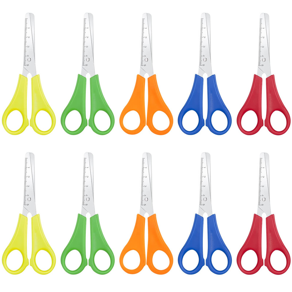 Rosewinec 10 Pcs Kids Blunt Tip Safety Scissors With Cm Scale - Preschool Training Scissors, Plastic Handle - Home, School, Craft Projects 5051303146846