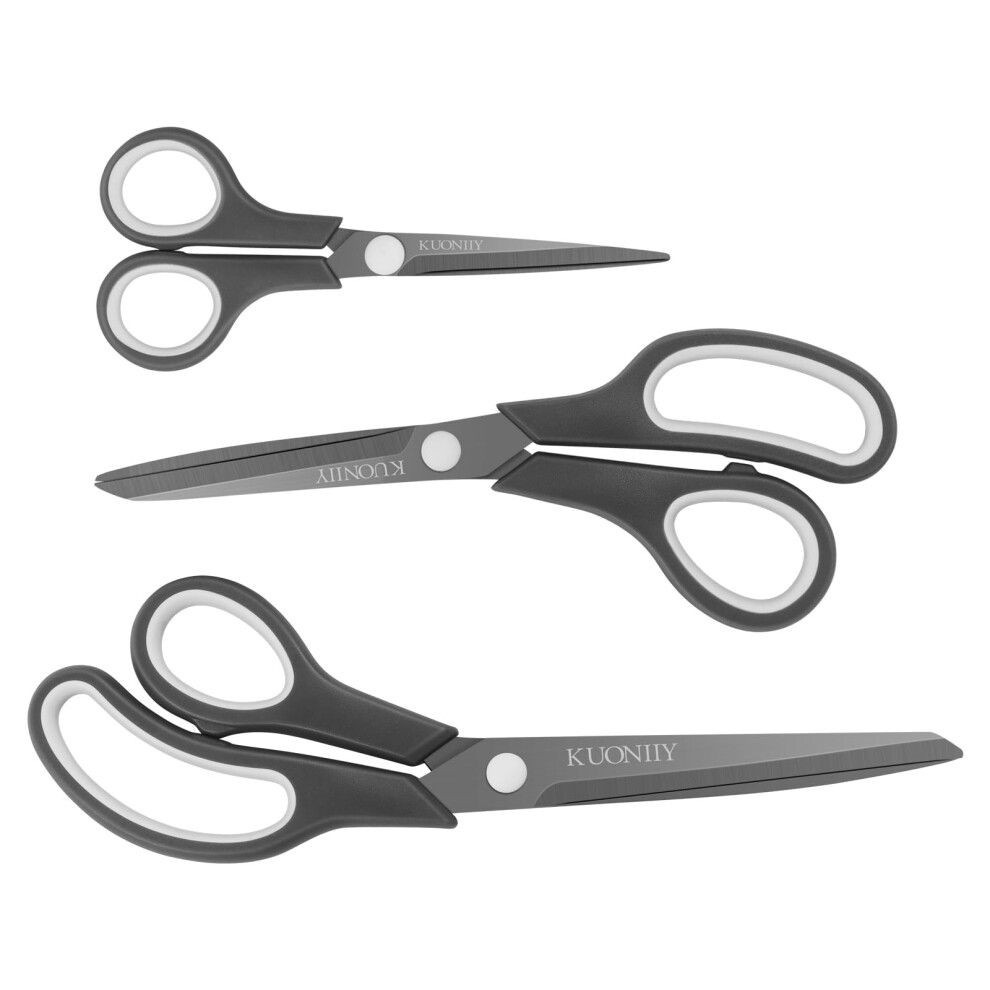 Kuoniiy Scissors Ultra Sharp Titanium Coating Blades Soft Comfort-Grip Handles Multi-Purpose Scissors, Set Of 3 5051303146990