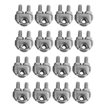 16 Stuecke Edelstahl Kabelclip Sattelklemmung fuer Seile 0.3 cm 3 mm Draht