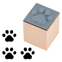 OLYCRAFT Paw Print Pattern Wooden Rubber Stamp 25x25x32mm Square Rubber Stamp Small Mini Stamps Decorative Mounted Rubbers Stamps for Scrapbooking