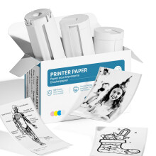 Self-Adhesive Thermal Printer Stickers, 54mmx3.2m Mini Sticker Printer Paper, 3 Rolls, White