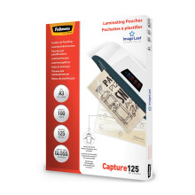Fellowes A3 Laminating Pouches, Gloss, 250 Micron (2 x 125 Micron) with Image Last Directional Quality Mark - Pack of 100, transparent