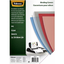 Fellowes A4 Clear PVC Binding Covers, 200 Micron Transparent Protective Sheets, Smooth Finish, Pack of 100 - Compatible with Comb & Wire Binding