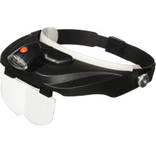 CARSON Unisex's CP-60 Pro Series MagniVisor Deluxe Headband LED Lighted Magnifier with 4 Different Lenses, Black, (1.5X, 2X, 2.5X, 3X)