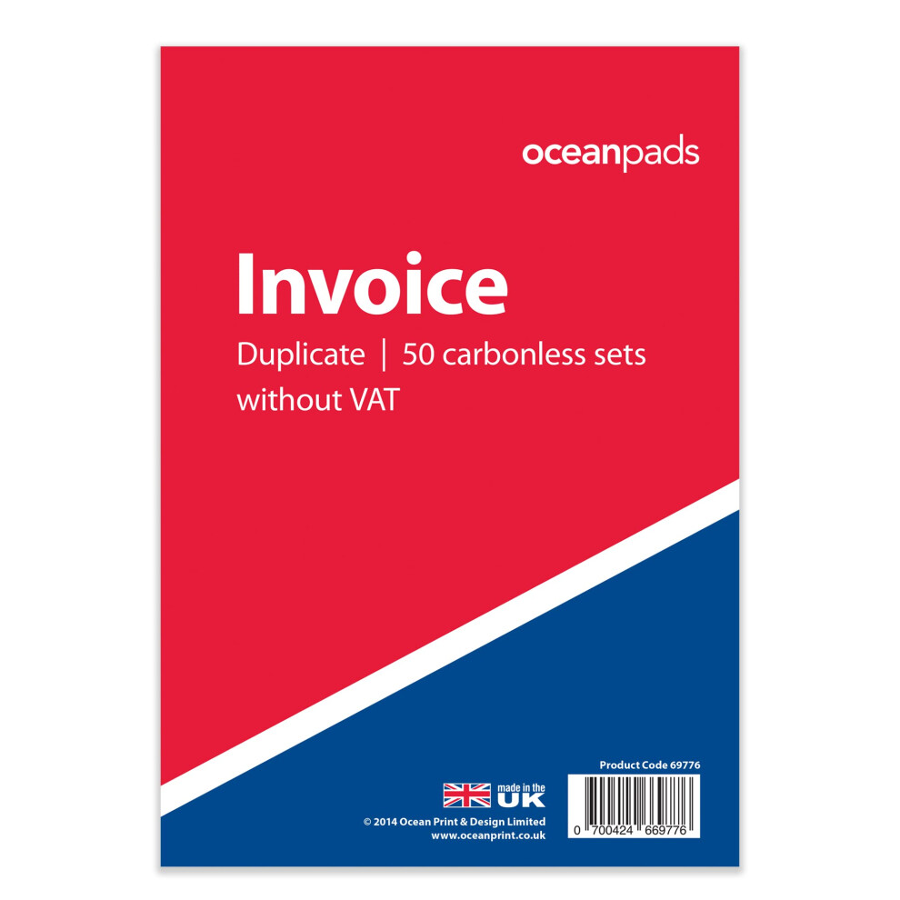 Ocean Pads Invoice Book Duplicate Without VAT, A5 148 x 210mm, 2-Part Carbonless (69776)-image-OPC-PTPB7KW-NEW