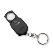 Carson 7x Keyring Magnifying Glass ? Ultra Compact Pop-UpMagnifier with Aspheric Lens, Protective Case and Spring-Loaded Button for Fine Print, Coins,