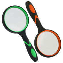 HAKACC Kids Magnifying Glass Set of 2 (5X & 10X), Handheld Magnifier with Non-Slip Rubber Handle, Shatterproof Lens for Reading, Nature Exploration,