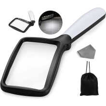 Nazano Rectangular Magnifying Glass with Light Magnifier Large Foldable Handheld 5 LED, 2 Dimming Modes, 3X Reading for Seniors Low Vision Books Pages