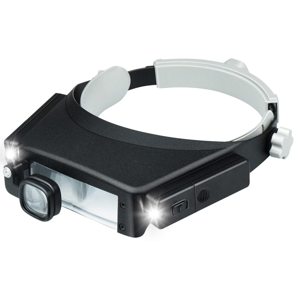 Delixike Light Headband Magnifier With Led ,Head Lamp Magnifying Glass1.5x 3X 6X 8X Jeweler Loupe For Close,Work,Repair,Crafts Hobbies