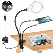 Magnifying Glass with Light and stand 3x Helping Hands soldering Magnifying Lamp with 28 Dimmable LED,Soldering Hand 3 Helping Arms Illuminated