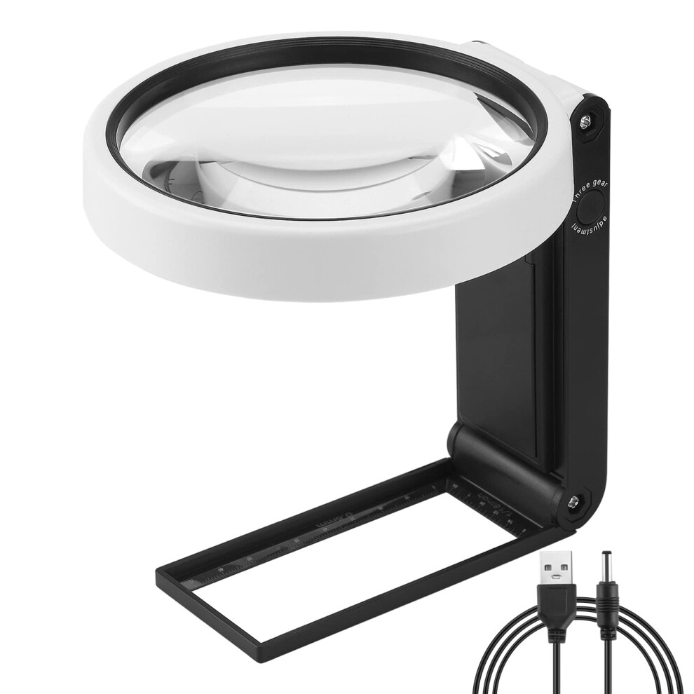 Xnourney Light Large 4.35In Magnifying Glass 10X 30X With And Stand, Handheld Standing Led Illuminated Magnifier, Folding Reading Magnifying Glass