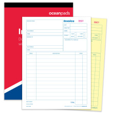 Ocean Pads A4 Invoice Book Without VAT, 210mm x 297mm, 2-Part Duplicate NCR Carbonless, 50 Sets (70123)