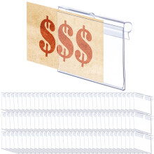 QWORK? 100PCS Clear Plastic Label Holders for Supermarket and Store Price Display (8 x 4 cm I 3.2" x 1.6")