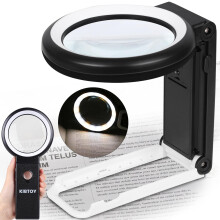 Magnifying Glass with Light and Stand, Folding Handheld Magnifying Glass 18 LED Illuminated Lighted Magnifier for Macular Degeneration, Seniors