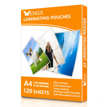 120 Sheets A4 Laminating Pouches,Gloss Finish,Rounded Corners, Clear,120 Micron (2 x 60 Micron) Laminator Pouches Glossy Laminate Pouch-Flexible