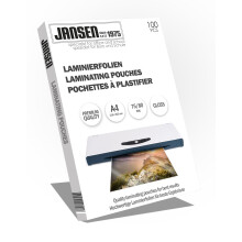 Jansen- A4 Laminating Pouches, 75/80 Micron High Gloss, Packaging May Vary (Packing of 100)