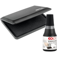 COLOP Black Ink Pad & Ink Pad Refill 2 Pack | Suitable for Stamping Letters | Used for Crafting, Home and Office Use | 110mm x 70mm Stamp Pad & 25ml