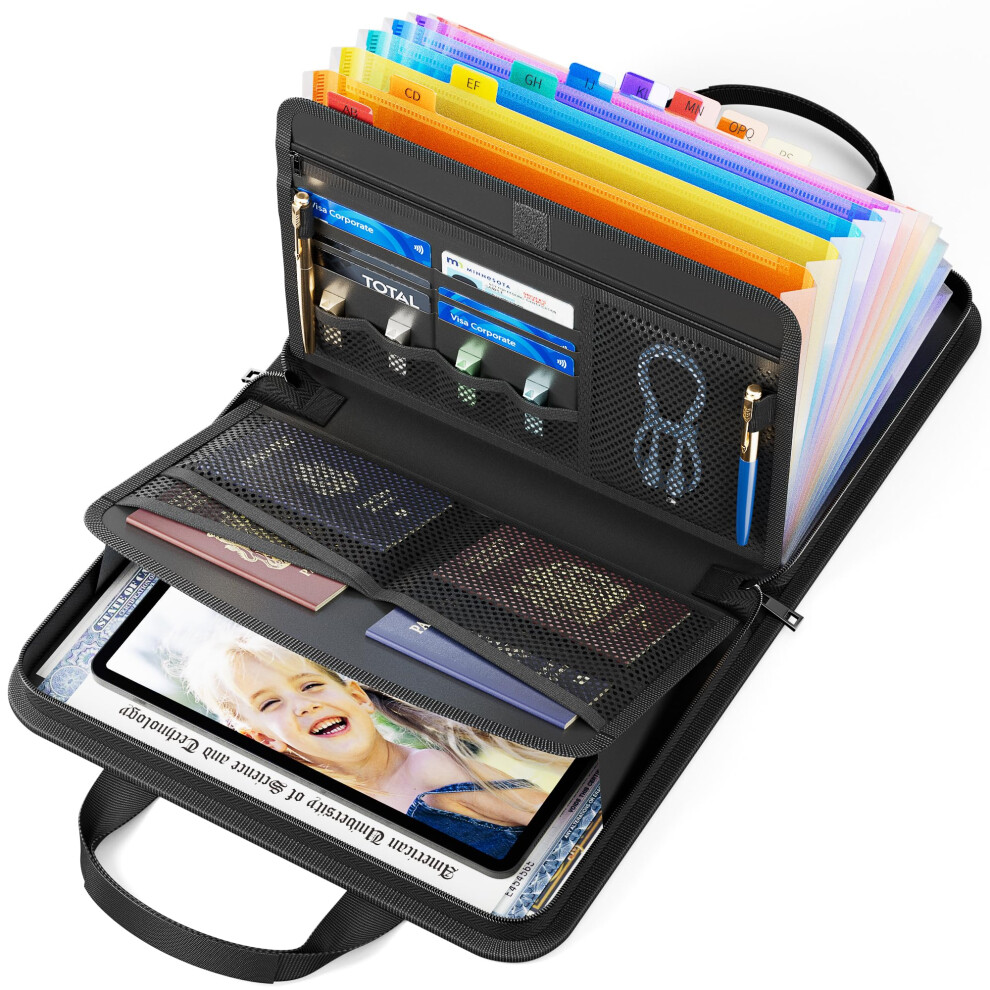 Abc Life Important Document Organiser Wallets,13 Pockets A4 Fireproof Expanding File Folder With Handle, Accordion Travel Certificate Storage 5051303159761