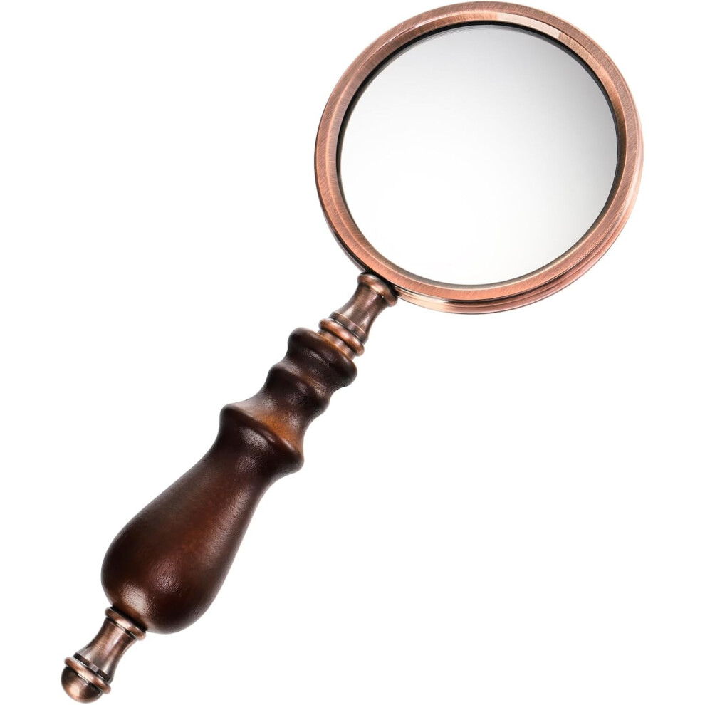 Hiceeden 10X Antique Magnifying Glass, Brass Handheld Magnifier With Wooden Handle, Decorative Reading Magnifying Lens, Vintage Gift For Elderly,