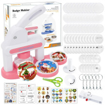 Button Maker Badge Machine 55/35mm, DIY Button Press Kit with Circle Cutter, 36pcs Plastic Button Parts & Stickers, Pin Badge Making Kit for Kids,