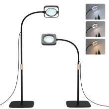 Magnifying Glass with Light and Stand - 8X LED Floor Lamp with 3 Colour Temperatures Setting, Magniying Lamp with 56 LED Dimmable Lights for Reading,