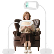 NZQXJXZ 10X Magnifying Glass with Light and Stand, 60 LEDs Desk Lamp, 5 Colour Temperatures, 4 Levels Brightness, Perfect for Diamond Art, Sewing,