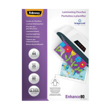 Fellowes A4 Laminating Pouches - Gloss Finish - 25 Sheets - 160 Micron (2x80) Clear & Durable Laminating Pouch with Image Last Directional Quality
