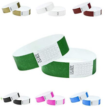 Tyvek Wristbands 3/4 inch 100 Pack, Paper Like Bracelets Used for Events, Nightclubs, waterparks etc. Dark Green