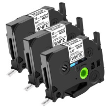 NineLeaf 3 X Compatible for Brother P-Touch Label Tape 12mm 0.47 Laminated TZe-231 TZ-231 TZe231 Black on White Tze Tape 12mm Brother Label Printer
