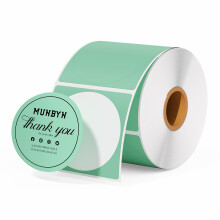 MUNBYN 50x50mm Green Circle Thermal Sticker Labels, Self-Adhesive Round Direct Thermal Labels, Multi-Purpose Roll Sticker for DIY Logo Design, QR