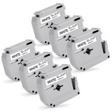 Compatible with Brother M-K231 MK-231 MK-231bz 12 mm x 8 m for Brother PT-M95, PT-90, PT-70, PT-65, PT-55, Black on White, 6-Pack