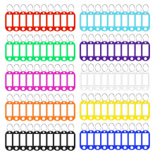 Vicloon Key Tags with Labels, 100 PCS Key Tags with Split Ring, Sturdy & Durable Plastic Key Fobs Easy to Read, Key Fobs Labels ID Keyring Tags for