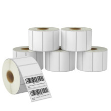 BETCKEY - 51mm x 25mm (2 in x 1 in) Thermal Labels for Barcode & Address, 1300 per Roll Compatible with Zebra & More Printers [6 Roll/7800 Labels]
